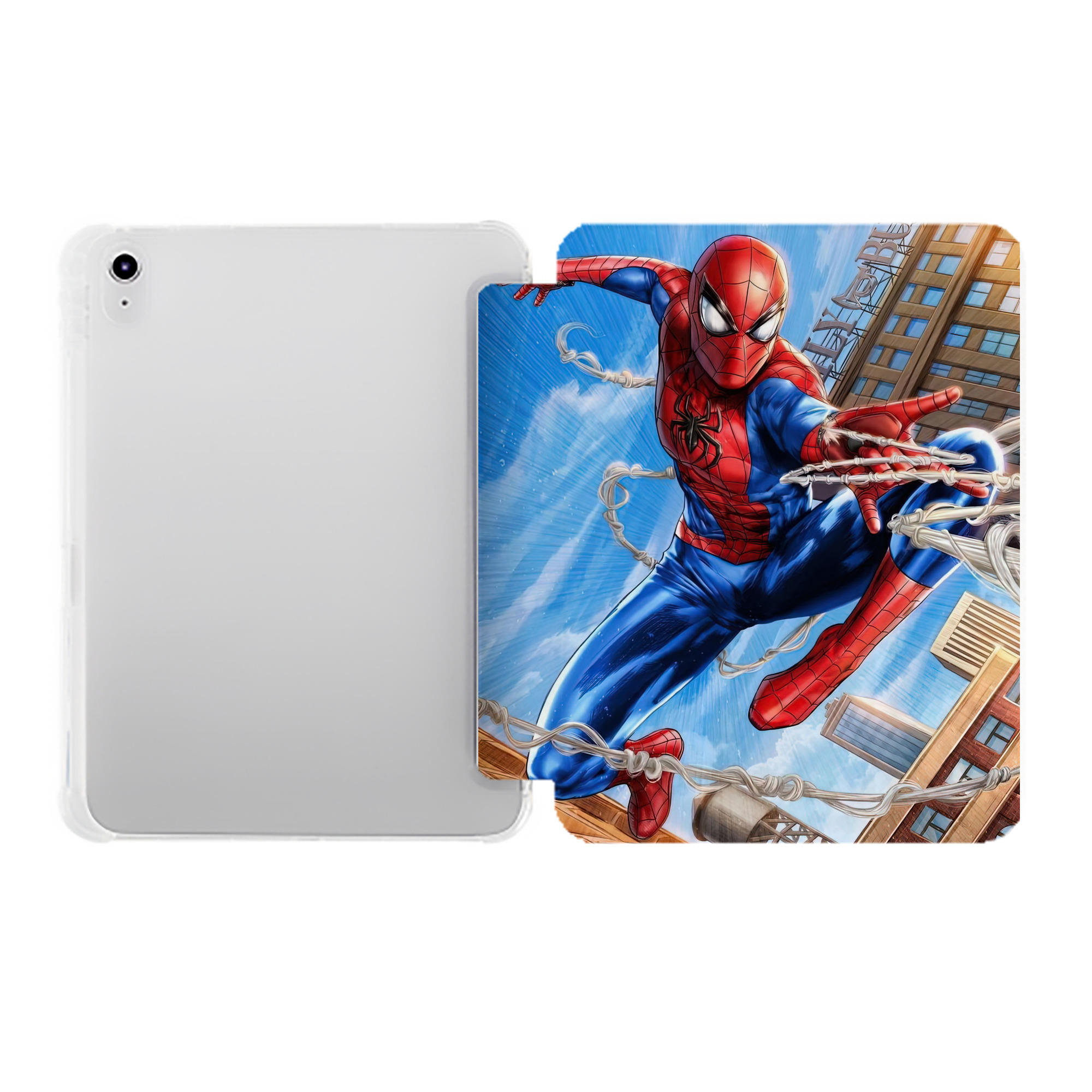 （画像用） Spider Man スパイダーマン IPad ケース ペン収納付き 三つ折りスタンド PUレザー×シリコン 対応機種9.5/10.5/10.9インチ